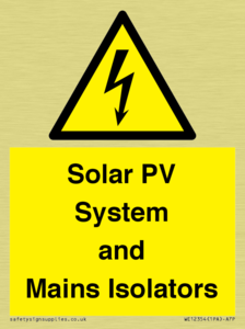 Solar PV System and Mains Isolators